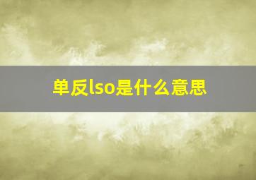 单反lso是什么意思