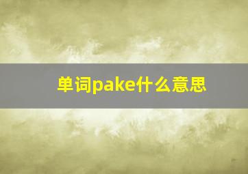 单词pake什么意思