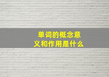 单词的概念意义和作用是什么