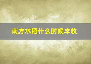 南方水稻什么时候丰收