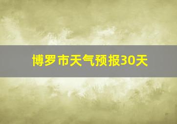 博罗市天气预报30天