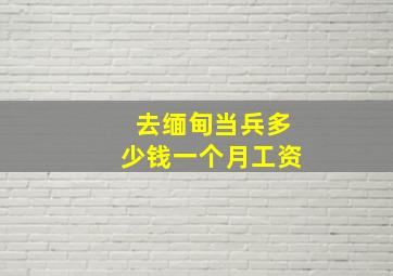 去缅甸当兵多少钱一个月工资