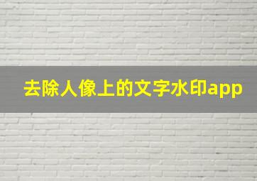 去除人像上的文字水印app