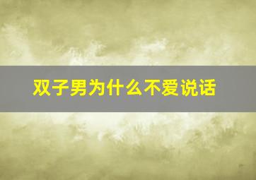 双子男为什么不爱说话