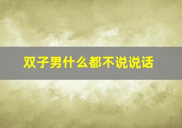 双子男什么都不说说话