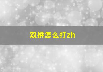 双拼怎么打zh