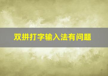 双拼打字输入法有问题