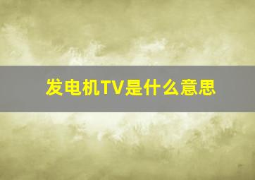 发电机TV是什么意思