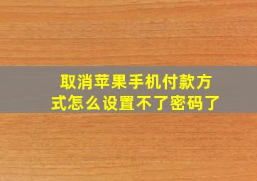 取消苹果手机付款方式怎么设置不了密码了