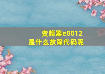 变频器e0012是什么故障代码呢