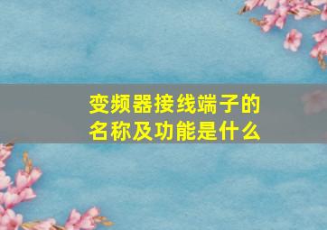 变频器接线端子的名称及功能是什么