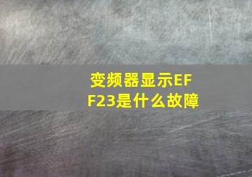 变频器显示EFF23是什么故障