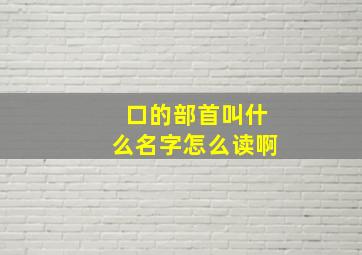 口的部首叫什么名字怎么读啊