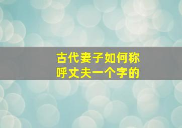 古代妻子如何称呼丈夫一个字的