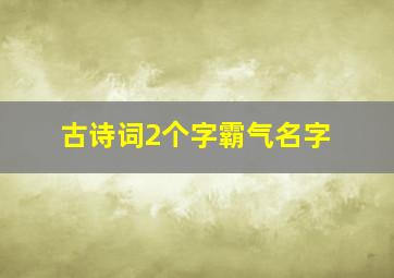 古诗词2个字霸气名字