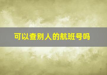 可以查别人的航班号吗