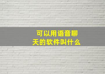 可以用语音聊天的软件叫什么