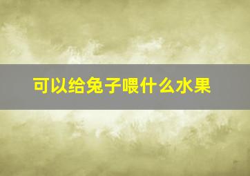 可以给兔子喂什么水果