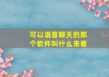 可以语音聊天的那个软件叫什么来着