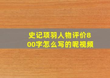 史记项羽人物评价800字怎么写的呢视频