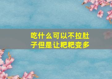 吃什么可以不拉肚子但是让粑粑变多