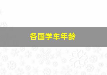 各国学车年龄