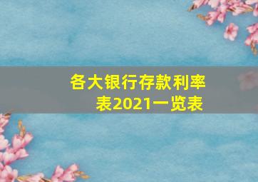 各大银行存款利率表2021一览表