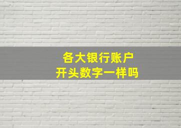 各大银行账户开头数字一样吗