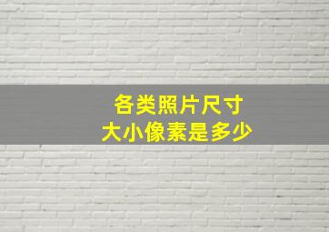 各类照片尺寸大小像素是多少