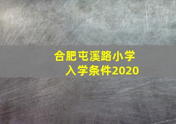 合肥屯溪路小学入学条件2020