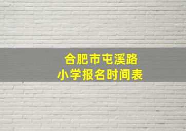 合肥市屯溪路小学报名时间表