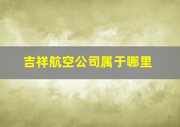 吉祥航空公司属于哪里