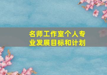 名师工作室个人专业发展目标和计划