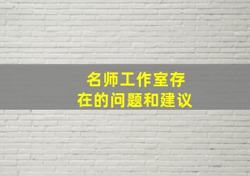 名师工作室存在的问题和建议