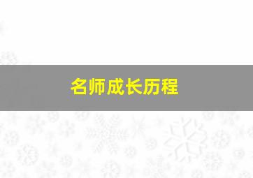 名师成长历程