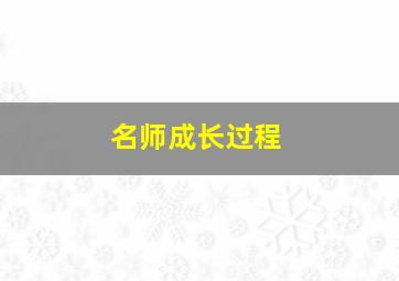 名师成长过程