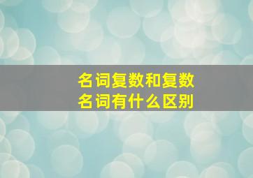 名词复数和复数名词有什么区别