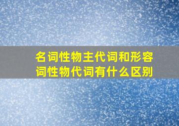 名词性物主代词和形容词性物代词有什么区别