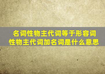 名词性物主代词等于形容词性物主代词加名词是什么意思