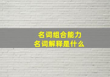 名词组合能力名词解释是什么