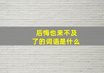 后悔也来不及了的词语是什么