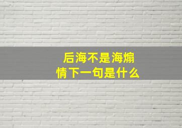 后海不是海煽情下一句是什么