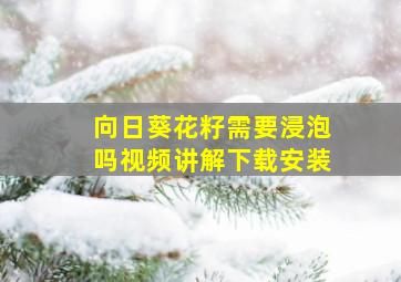 向日葵花籽需要浸泡吗视频讲解下载安装