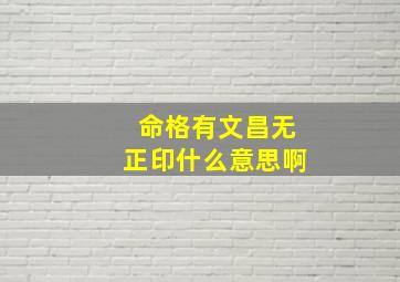 命格有文昌无正印什么意思啊