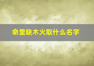 命里缺木火取什么名字