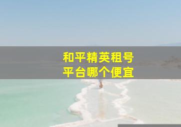 和平精英租号平台哪个便宜