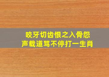 咬牙切齿恨之入骨怨声载道骂不停打一生肖