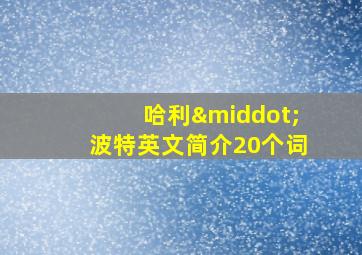 哈利·波特英文简介20个词