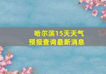 哈尔滨15天天气预报查询最新消息