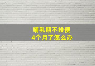 哺乳期不排便4个月了怎么办